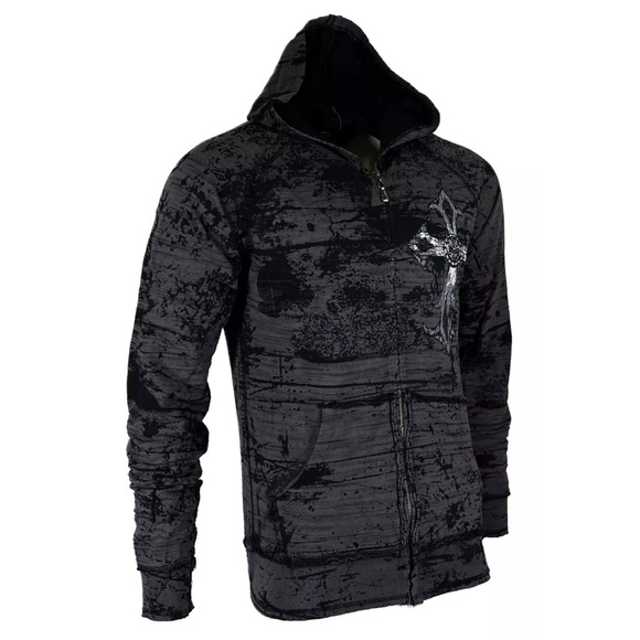 Xtreme Couture by Affliction Men's Zip up Hoodie SUPERIOR HEIST Biker Cross $88 - Picture 7 of 12